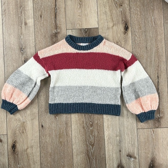 Tucker + Tate Striped Wool Blend Knit Sweater with Balloon Sleeves - Picture 1 of 7